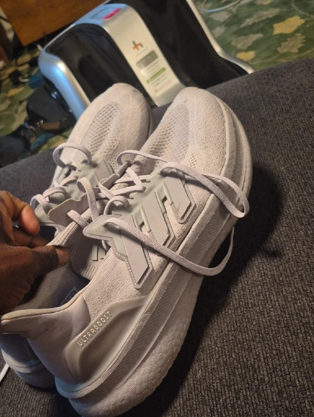 adidas Men's White Knit Lace-Up Sneakers